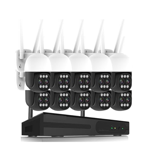 Drahtloses Sicherheitskamerasystem 4K 8MP 5MP HD CCTV-Überwachungssystem 2-We wasserdichte Dual-Objektiv PTZ IP-Überwachungskamera 10CH P2P NVR Video-Kit(4T,10 Camera 10CH NVR) von JVDDI