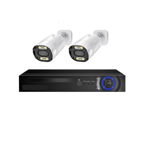 Drahtloses Sicherheitskamerasystem 4K 8MP POE IP-Sicherheitskamerasystem NVR-Kit Gesichtserkennung Zwei-Wege-Metallkugel mit RJ45-Kabel Straßenvideoüberwachung(T,8CH 2Pcs 4K) von JVDDI