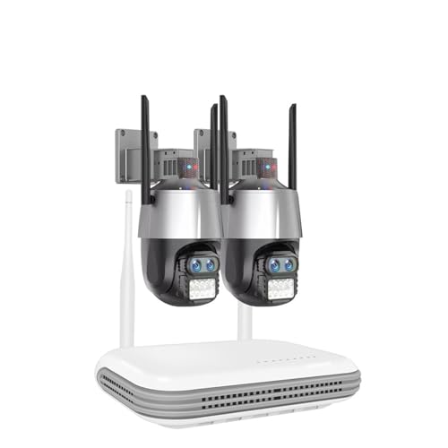 Drahtloses Sicherheitskamerasystem 4K Dual Objektiv CCTV Kamera Sicherheit System Kit Outdoor Ai Menschliches Auto Tracking PTZ IP Kamera NVR Überwachung System Kit 4CH(None,2 Pcs Camera System) von JVDDI