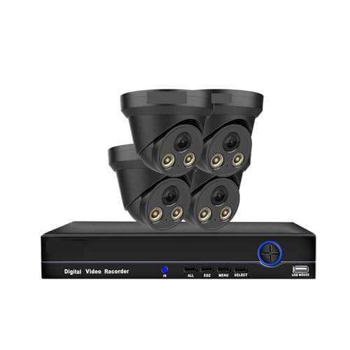 Drahtloses Sicherheitskamerasystem 4K POE Dome Kamera Videoüberwachungssystem Kit Wasserdichtes IP-Sicherheitskamerasystem for den Außenbereich Set Farbnachtsicht 8CH NVR Kit(3T,10CH NVR 4pcs camera) von JVDDI