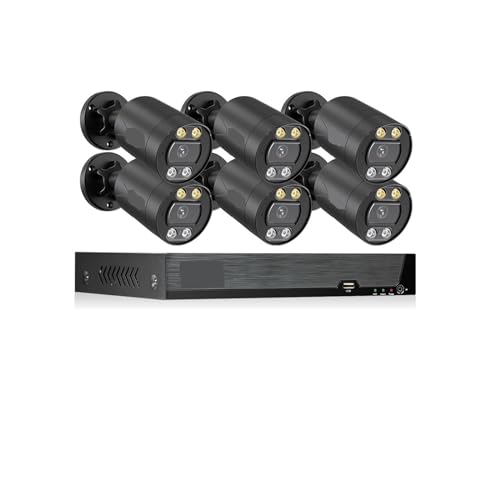 Drahtloses Sicherheitskamerasystem 4K PoE-Kamerasystem 8 MP Vedio-Überwachungskamera-Kit CCTV-Set Sicherheitsschutz Outdoor 8CH 4K Vedio-Aufzeichnung(1T,8CH black 6 camera) von JVDDI
