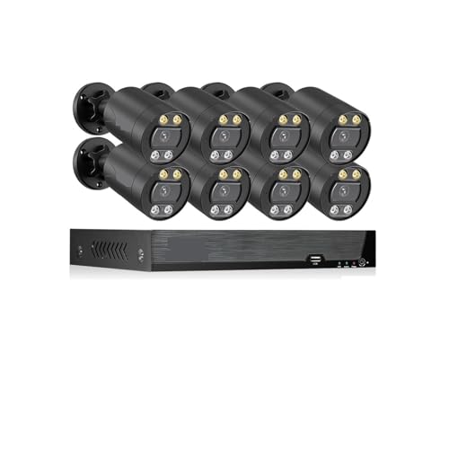 Drahtloses Sicherheitskamerasystem 4K PoE-Kamerasystem 8 MP Vedio-Überwachungskamera-Kit CCTV-Set Sicherheitsschutz Outdoor 8CH 4K Vedio-Aufzeichnung(4T,8CH black 8 camera) von JVDDI