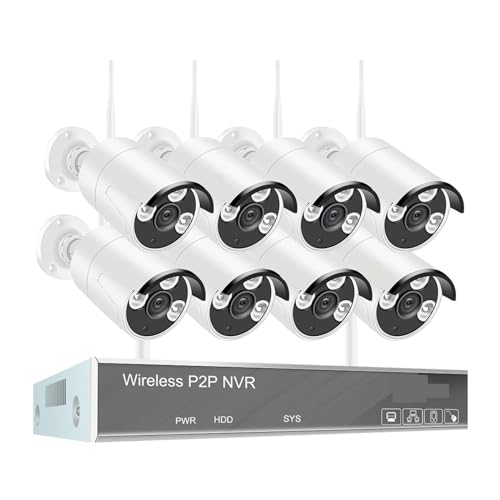 Drahtloses Sicherheitskamerasystem 5MP 8CH Drahtloses CCTV-System 1920P Wasserdichte IP-Überwachungskamera For Den Außenbereich, Aufzeichnung P2P-Videoüberwachungsset(4T,8CH NVR With 8 Cam) von JVDDI