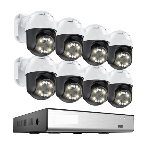 Drahtloses Sicherheitskamerasystem 5MP PTZ POE Kamera System AI Human Detect 4K 8CH Erweitern 16CH NVR CCTV Set Outdoor Sicherheit Video überwachung Kit(None,8PCS 5MP Cameras) von JVDDI