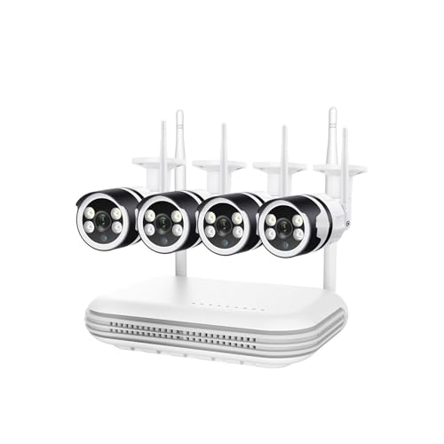 Drahtloses Sicherheitskamerasystem 5MP Wireless Security Schutz Kamera System 3MP Kamera Menschliche Erkennung Farbe Nacht Vison Video Überwachung Kit P2P(None,8CH NVR 4 Cam 3MP) von JVDDI