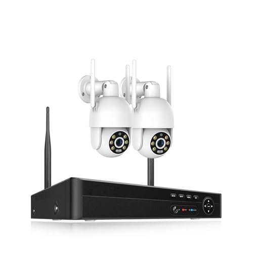 Drahtloses Sicherheitskamerasystem 8CH 2K Kamerasystem H.265 4MP PTZ Kamera AI Erkennung Auto Tracking Nachtsicht Sicherheit Überwachung Cam NVR Kit(1T,8CH 2Cameras 4MP) von JVDDI