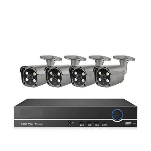 Drahtloses Sicherheitskamerasystem 8CH 5MP Sicherheit Video Überwachung Kit Farbe Nachtsicht Im Freien Wasserdichte CCTV-System POE IP Kamera Zwei Weg(1T,8CH NVR (4Cameras)) von JVDDI