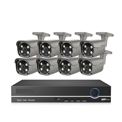 Drahtloses Sicherheitskamerasystem 8CH 5MP Sicherheit Video Überwachung Kit Farbe Nachtsicht Im Freien Wasserdichte CCTV-System POE IP Kamera Zwei Weg(None,8CH NVR (8Cameras)) von JVDDI