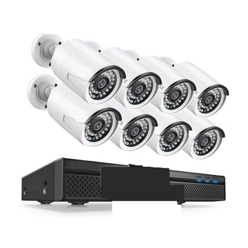 Drahtloses Sicherheitskamerasystem 8CH 5MP Wired NVR POE Sicherheit Kamera System 5MP IP66 Outdoor IR-CUT CCTV Canera Video Überwachung Video Recorder Kit(None,8CH NVR and 8pcs Cam) von JVDDI