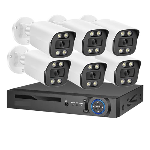 Drahtloses Sicherheitskamerasystem 8MP 4K Gesichtserkennung IP-Überwachungskamera AI-System POE NVR Kit CCTV Farbnachtsicht Outdoor Home Videoüberwachung(2T,8CH NVR 6 AI Camera) von JVDDI
