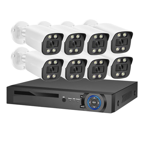 Drahtloses Sicherheitskamerasystem 8MP 4K Gesichtserkennung IP-Überwachungskamera AI-System POE NVR Kit CCTV Farbnachtsicht Outdoor Home Videoüberwachung(NONE,8CH NVR 8 AI Camera) von JVDDI