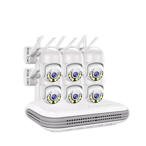 Drahtloses Sicherheitskamerasystem Drahtlose WiFi-Überwachungskamera 4MP 8CH Kit NVR Wasserdichtes Outdoor-PTZ-CCTV-System Gesichtserkennung Videoüberwachungsset H.265(1T,8CH NVR 6 Cameras) von JVDDI