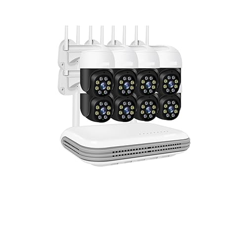 Drahtloses Sicherheitskamerasystem H.265 8CH 4MP 2MP Drahtlose Kamera System Zwei Weg Humanoiden Auto Tracking Smart PTZ Kameras Mini Überwachung Set(2T,8CH NVR x 8 Cam 4MP) von JVDDI