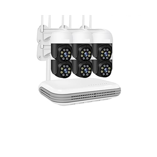 Drahtloses Sicherheitskamerasystem H.265 8CH 4MP 2MP Drahtlose Kamera System Zwei Weg Humanoiden Auto Tracking Smart PTZ Kameras Mini Überwachung Set(500g,8CH NVR x 6 Cam 2MP) von JVDDI