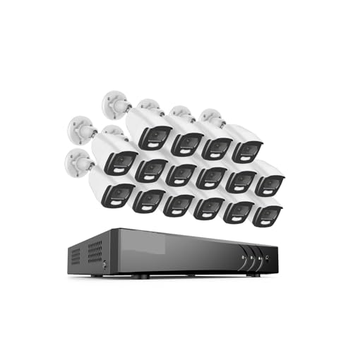 Drahtloses Sicherheitskamerasystem Ultra HD 16-Kanal-DVR-Sicherheitssystem mit 16-teiligem 6-MP-Super-HD-Vollfarb-Nachtsicht-Überwachungskamera-Set for den Innen- und Außenbereich(1T,CR1CJ) von JVDDI