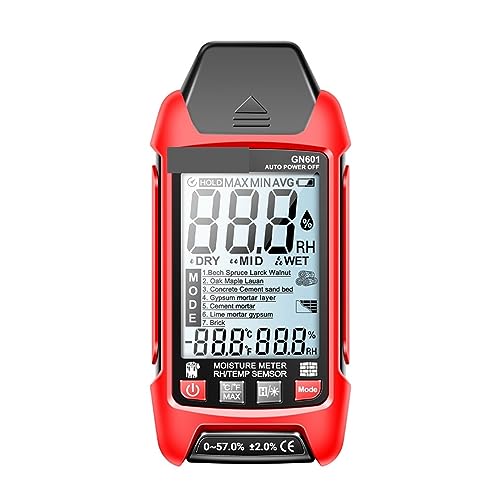 Feuchtigkeitsmesser GN601 Holzfeuchtemessgerät 0-99,9% Digitaler Feuchtigkeitssensor-Detektor Multiszenen-Messung Pin-Typ for Holz/Baumaterialien(1 UK) von JVDDI
