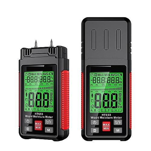 Feuchtigkeitsmesser HT633 Digitales Holzfeuchtemessgerät, professionelles 0~57% Holzhygrometer, tragbares Werkzeug, LCD-Display, Holzfeuchtigkeitsdetektor von JVDDI