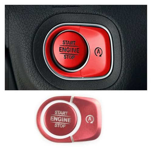 JVEIWAD Start Engine Stop Tasten Pailletten Dekoration Abdeckung Trim 3 Stück kompatibel mit Mercedes kompatibel mit Benz W167 GLE GLS G Klasse 2019–2020 Aluminiumlegierung(Red) von JVEIWAD