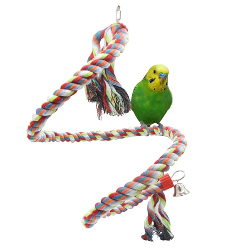 JVHLOV 160cm Vogel Seil Sitzstangen, Vogel Hanfseil Sitzschaukel, Vogel Stehen Klettern Spielzeug, für Papageien, Sitzstangen für Vögel mit Variabler Form, Kletterseile JVHLOV 160cm Vogel Seil Sitzstangen, Vogel Hanfseil Sitzschaukel, Vogel Stehen Klettern Spielzeug, für Papageien, Sitzstangen für Vögel mit Variabler Form, Kletterseile von JVHLOV