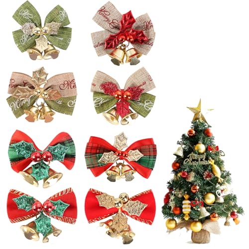 JVHLOV 8 Stück Mini Weihnachtsglocken Dekoration, Ornamente Weihnachtsbaum hängende, für Weihnachtsbaum, Weihnachtskranz, Geschenk Dekoration von JVHLOV