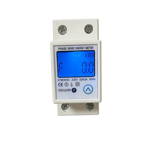 JVJ 5(80) A LCD Digitale Stromzähler Wechselstromzähler Hutschiene KWh Zähler 1-phasiger 2-poliger 2P-DIN-Schienen-Stromzähler AC230V von JVJ
