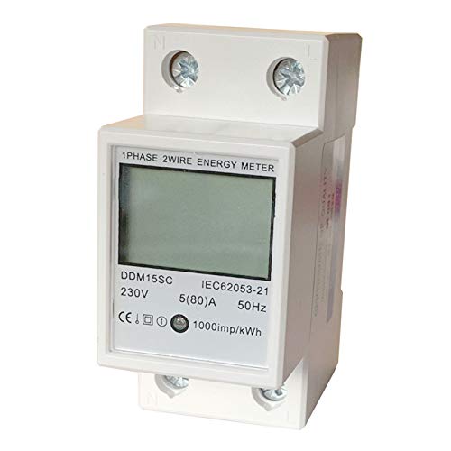 JVJ Stromzähler LCD Hutschiene 1 Phsig Phase 5(80) A 230V Zähler Energiezähler Wattmeter KWH von JVJ