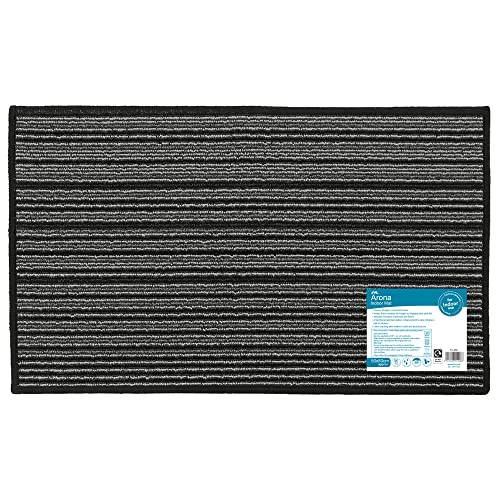 JVL Arona Fußmatte, maschinenwaschbar, Latex-Rückseite, 50 x 80 cm, Schwarz von JVL