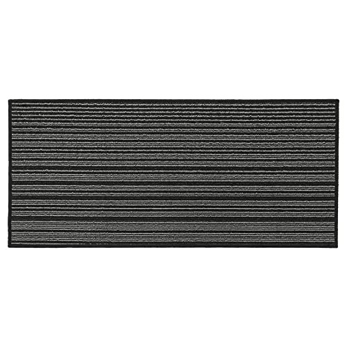 JVL Arona Fußmatte, maschinenwaschbar, Latex-Rückseite, 57 x 150 cm, Schwarz von JVL