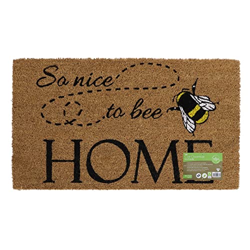 JVL Fußmatte Nice to Bee Home, Kokosfaser mit Latexrückseite, umweltfreundlich, naturfarben, ca. 40 x 70 cm, 02-870 von JVL