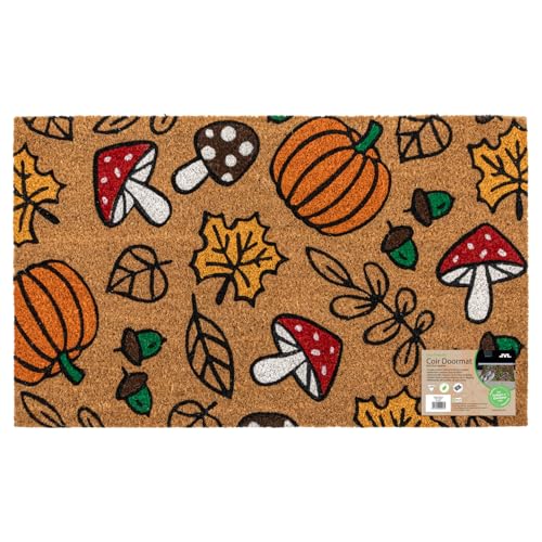 JVL Fußmatte mit Latex-Rückseite, Kokosfaser, 45 x 75 cm – Herbst von JVL