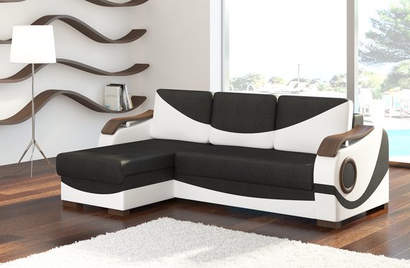 Bettfunktion Funktions Schlafsofa Ecksofa Textil Stoff Couch Polster Garnitur von JVMoebel