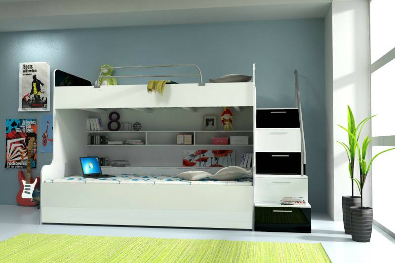 DOPPELSTOCKBETT "HOCHGLANZ" KINDER HOCHBETT ETAGENBETT BETT SOFORT - FARBWAHL von JVMöbel
