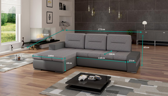 Design Ecksofa Ottavio Bettfunktion Couch Wohnlandschaft Sofas Schlaf Sofa von JVMoebel