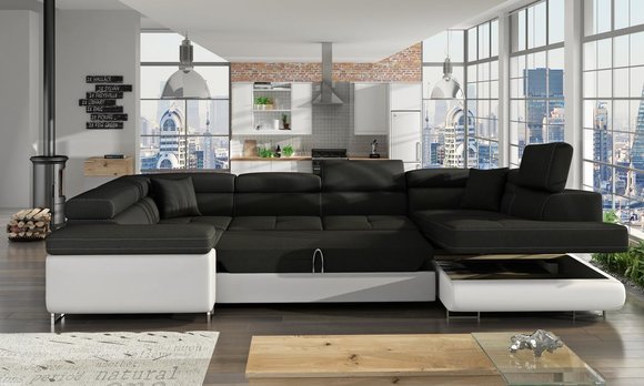 Design Ecksofa Schlafsofa Bettfunktion Couch Leder Polster Textil Sofas Neu 5625 von JVMoebel