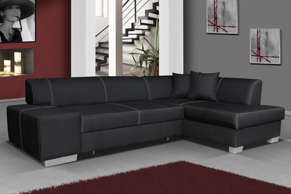 Design Ecksofa Schlafsofa Bettfunktion Couch Leder Textil Polster Sofas Neu von JVMoebel