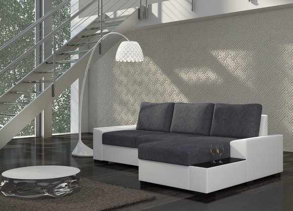 Design Ecksofa Schlafsofa Bettfunktion Sofa Couch Leder Polster Textil Sofas von JVMoebel