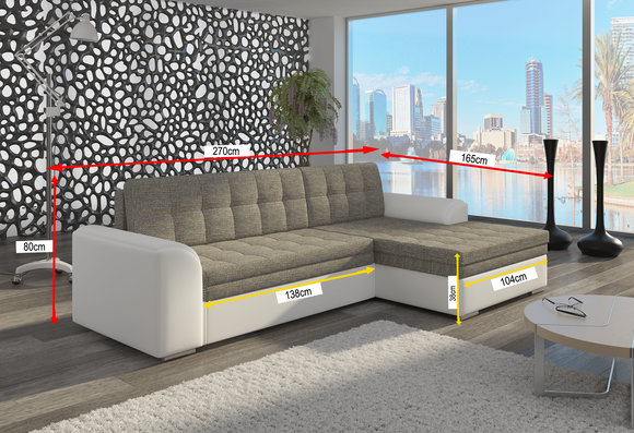 Design Schlafsofa Sofa Polster Wohnzimmer Ecksofa Couch Textl Stoff von JVMoebel