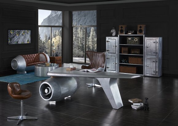 Flugzeug Flügel Schreibtisch Bürotisch Tisch Aviator Design Luxus Möbel von JVMöbel