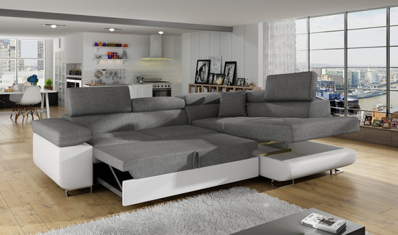 Klassisch Design Ecksofa Sofa Couchen Bettfunktion Couch Polster Textil von JVMoebel