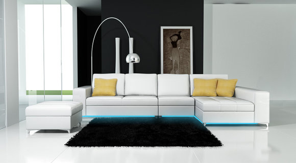 Ledersofa Sofa Couch Wohnlandschaft Ecksofa Eck Garnitur Design Modern von JVMoebel