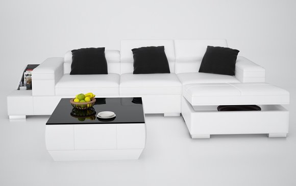 Ledersofa Sofa Couch Wohnlandschaft Ecksofa Eck Garnitur Design Modern von JVMoebel