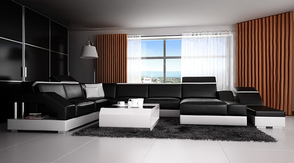 Ledersofa Sofa Couch Wohnlandschaft Ecksofa Garnitur Design Modern von JVMoebel