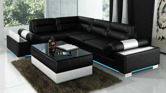 Ledersofa Sofa Couch Wohnlandschaft Ecksofa Garnitur Design Modern von JVMoebel
