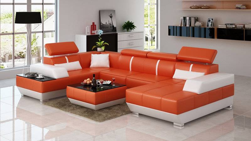 Ledersofa Sofa Couch Wohnlandschaft Ecksofa Garnitur Design Modern von JVMoebel