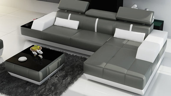 Ledersofa Sofa Couch Wohnlandschaft Ecksofa Garnitur Design Modern von JVMoebel
