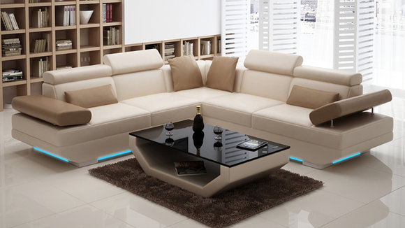 Ledersofa Sofa Couch Wohnlandschaft Ecksofa Garnitur Design Modern von JVMoebel