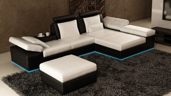 Ledersofa Sofa Couch Wohnlandschaft Ecksofa Garnitur Design Modern von JVMoebel