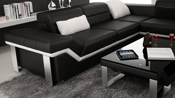 Ledersofa Sofa Couch Wohnlandschaft Ecksofa Garnitur Design Modern von JVMoebel