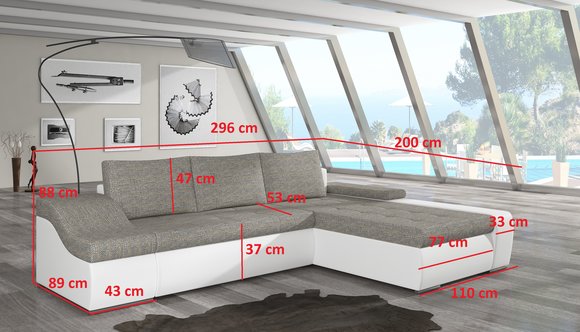 Moderne Ecksofa Ontario Bettfunktion Wohnzimmer Couch Textil Sofas Schlaf von JVMoebel