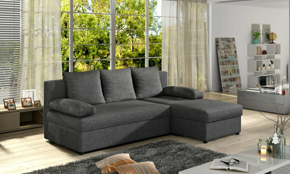Moderne Schlafsofa Couch Polster Ecksofa Garnitur Bettfunktion Textil Leder Ecke von JVMoebel